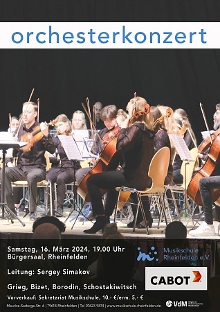 Orchesterkonzert am 16.3.2024 19.00  - Kartenvorverkauf ab sofort im Büro Musikschule